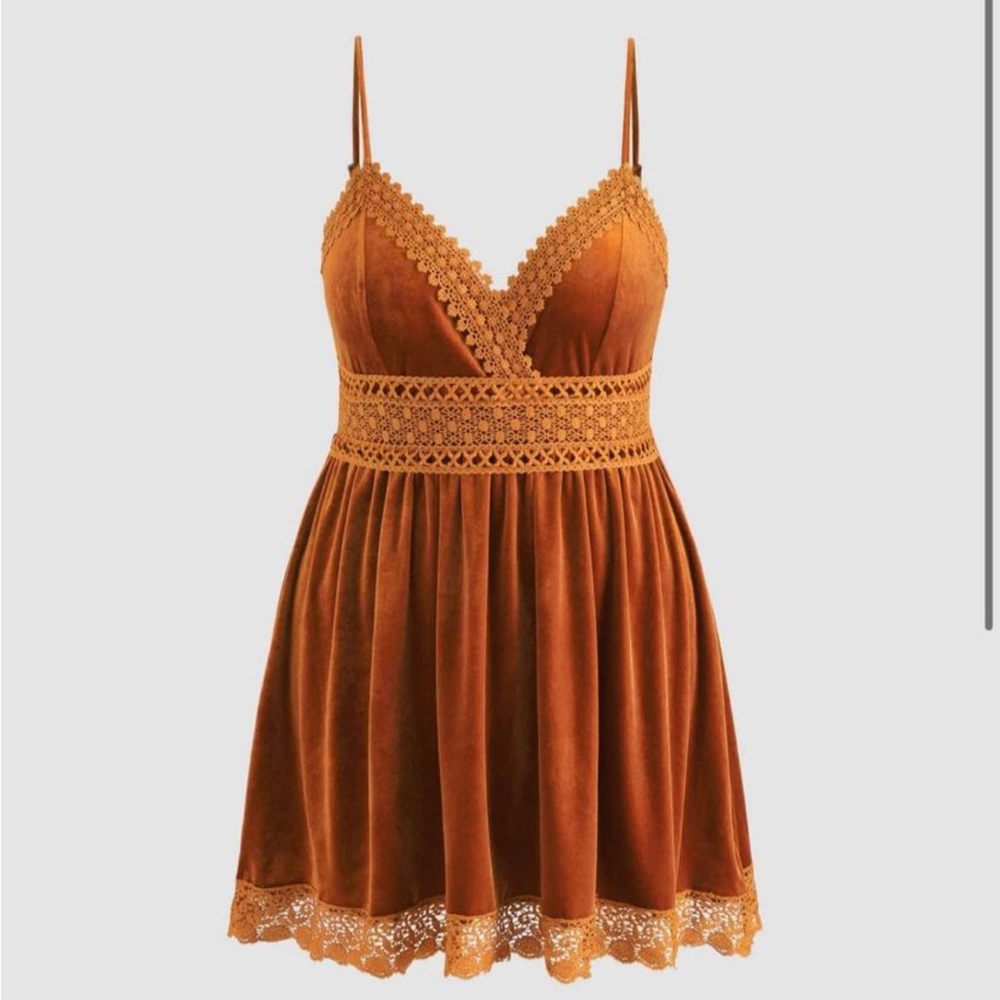 Boho Velvet Orange Dress - 0x